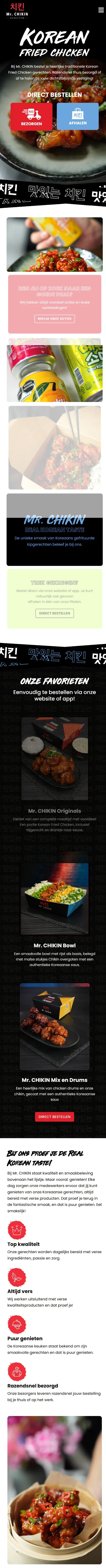 Mobiele homepage van Mr. Chikin